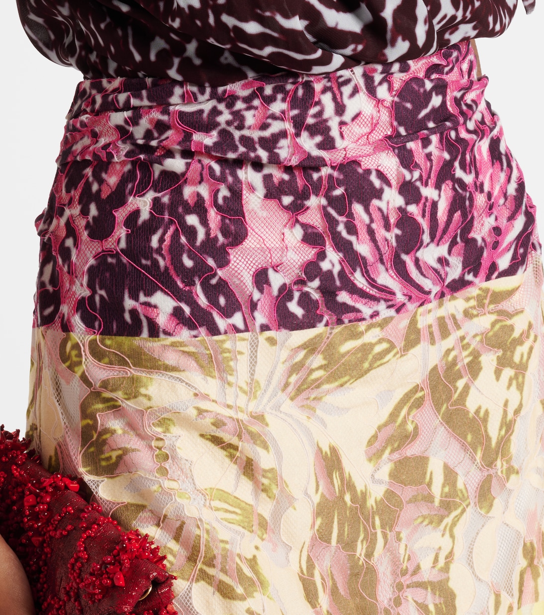 Falda midi fruncida con patchwork | Dries Van Noten