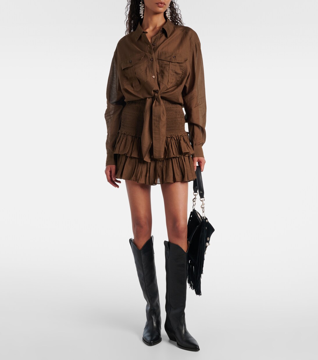 Naomi smocked cotton-blend miniskirt | Marant Etoile