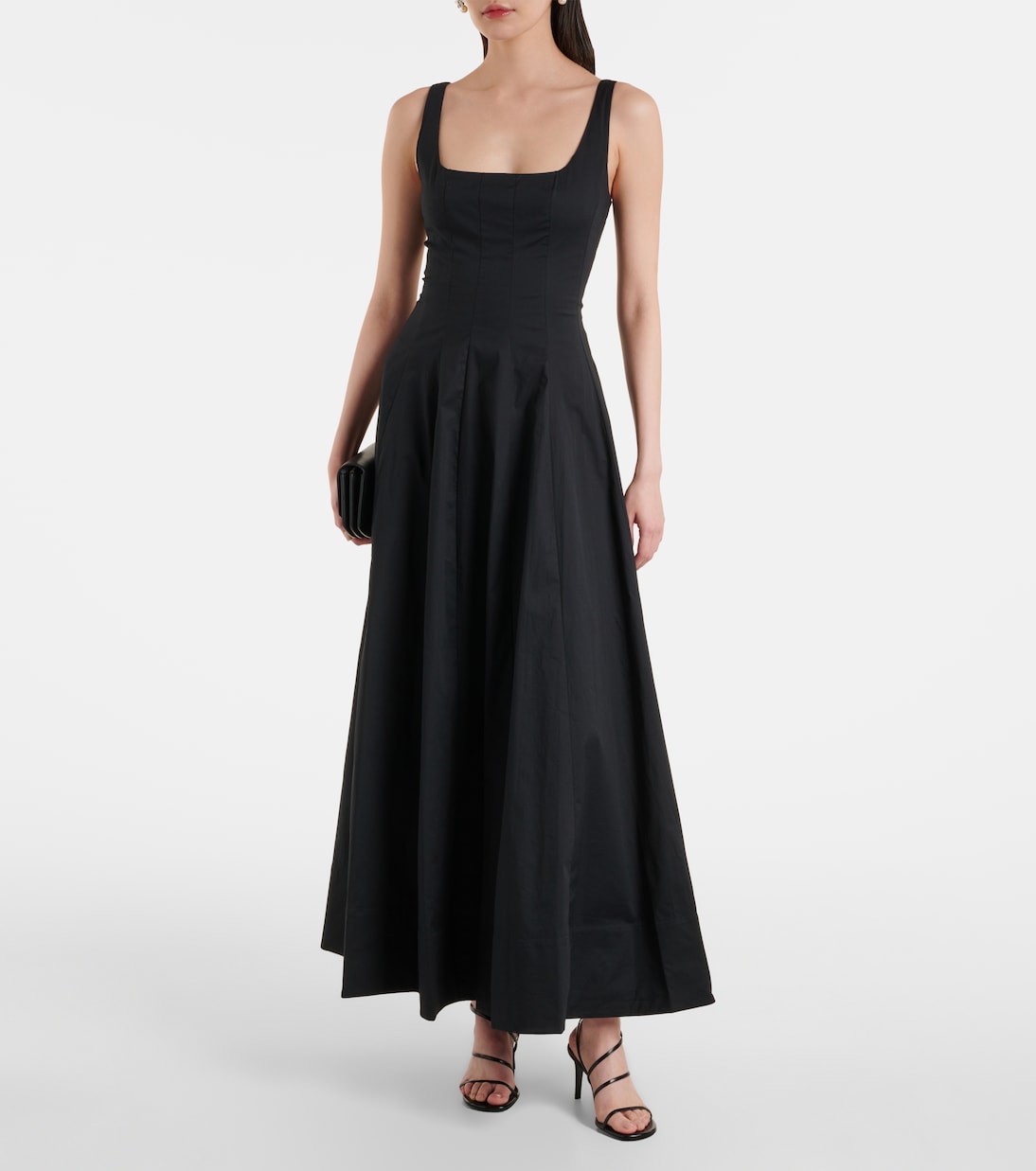 Wells pleated cotton midi dress | Staud