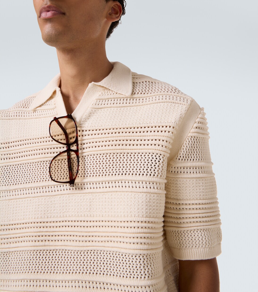 Polohemd aus Häkelstrick | Commas