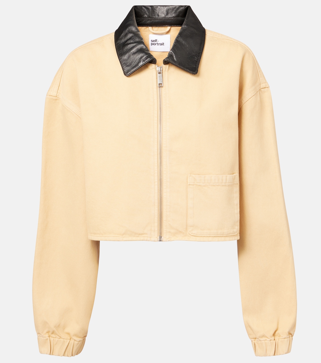 Leather-trimmed denim jacket | Self-Portrait