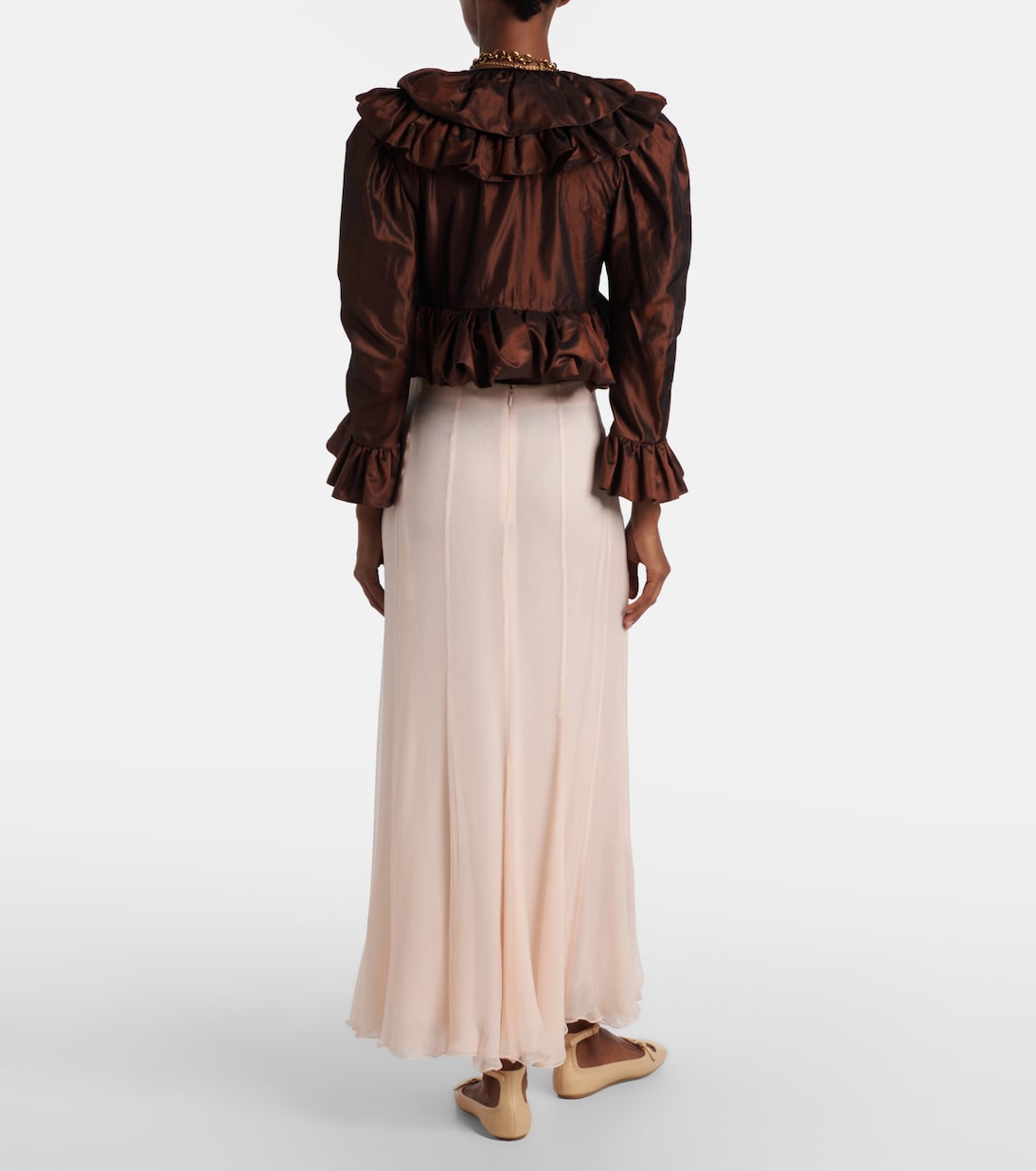 Pleated silk muslin maxi skirt  | Chloé