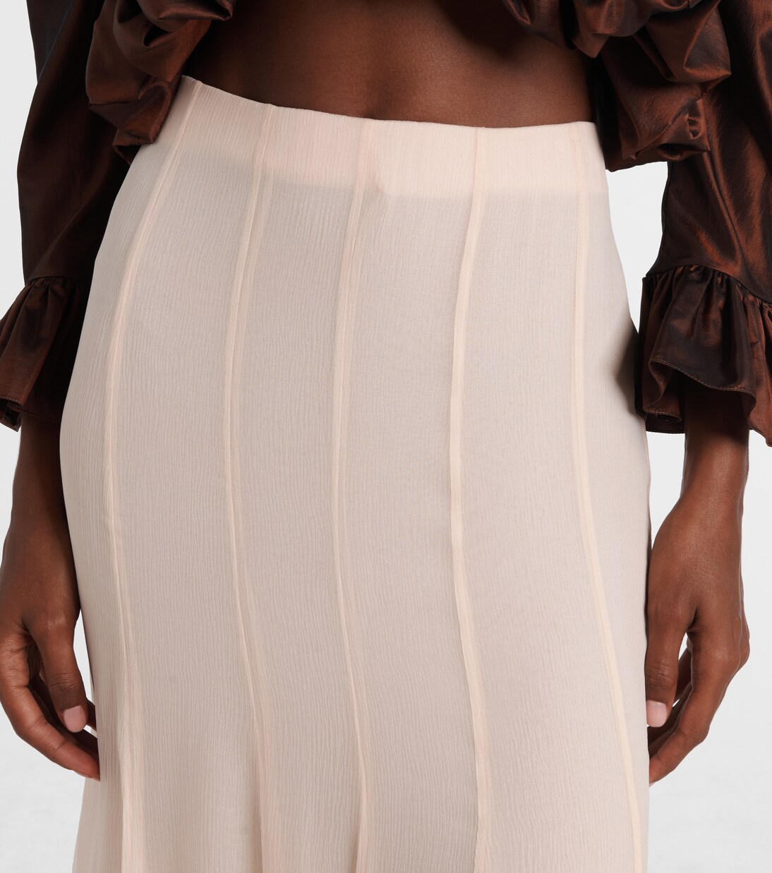 Pleated silk muslin maxi skirt  | Chloé