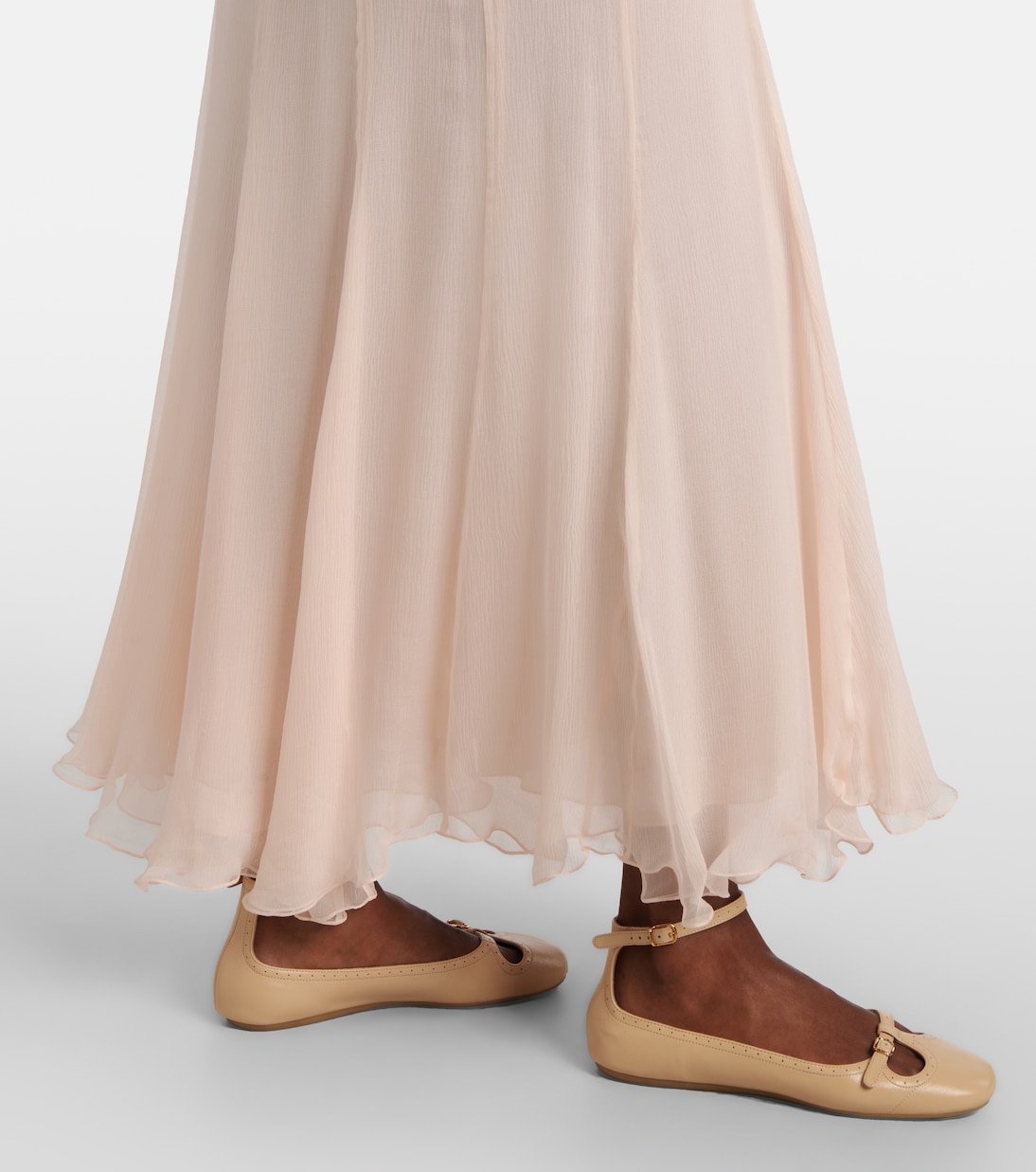Pleated silk muslin maxi skirt  | Chloé