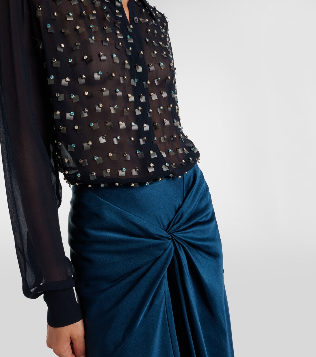 Gathered satin midi skirt | Dries Van Noten