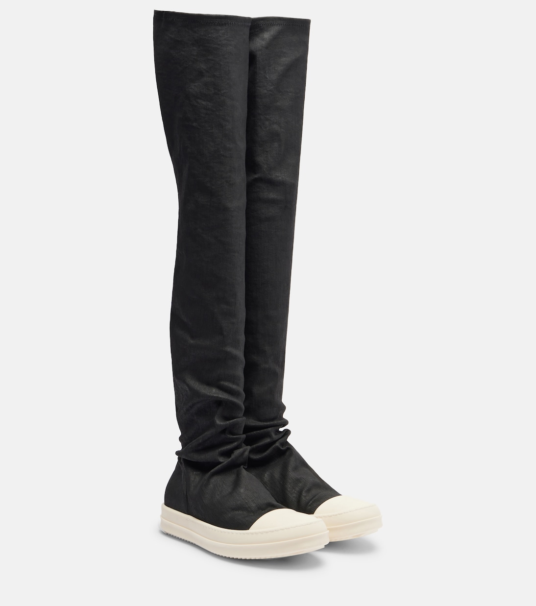 Coated denim over-the-knee boots | Rick Owens