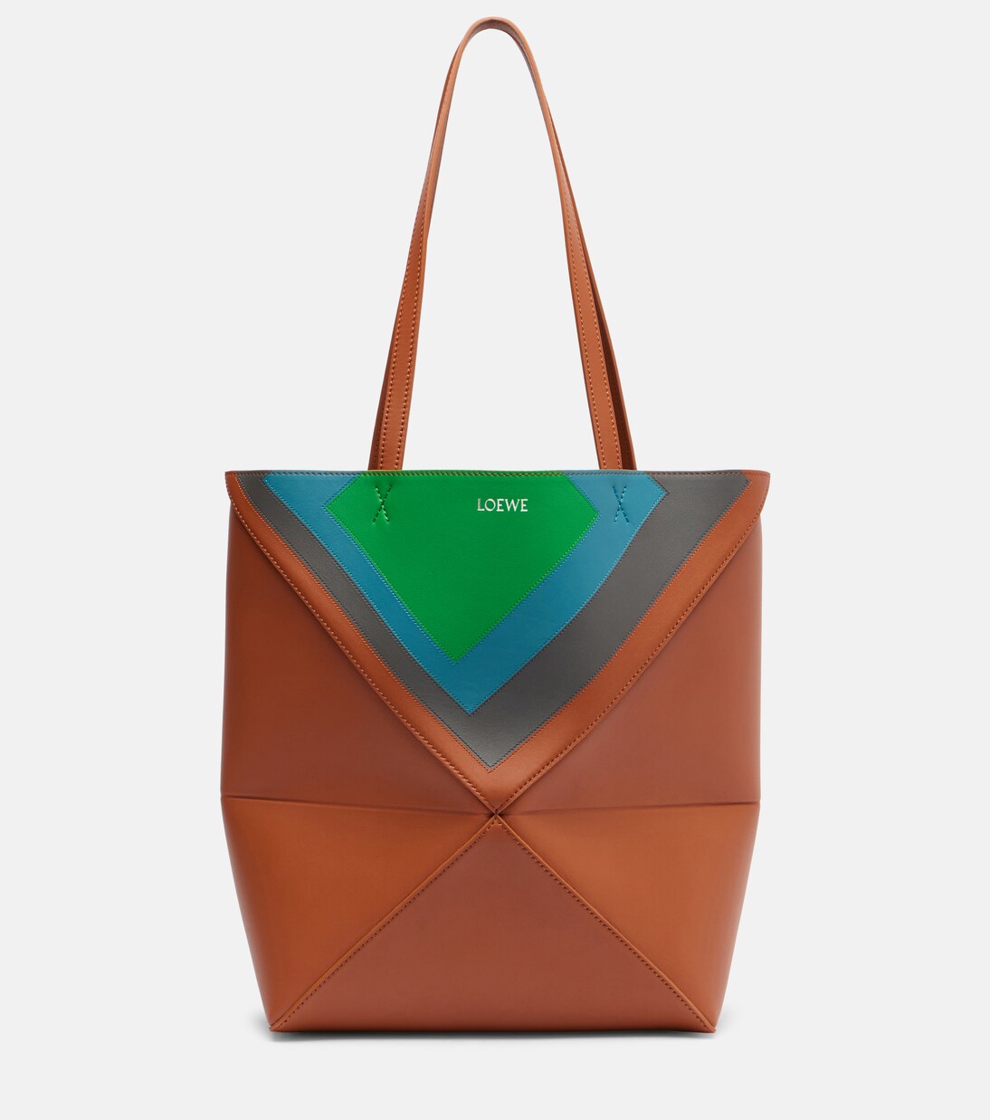 x Albers Puzzle Fold Medium leather tote bag | Loewe