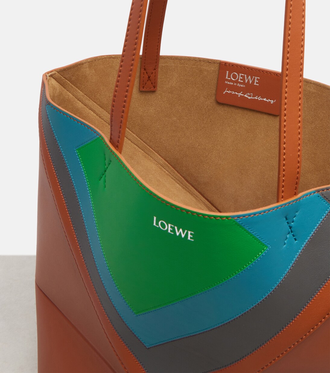 x Albers Puzzle Fold Medium leather tote bag | Loewe
