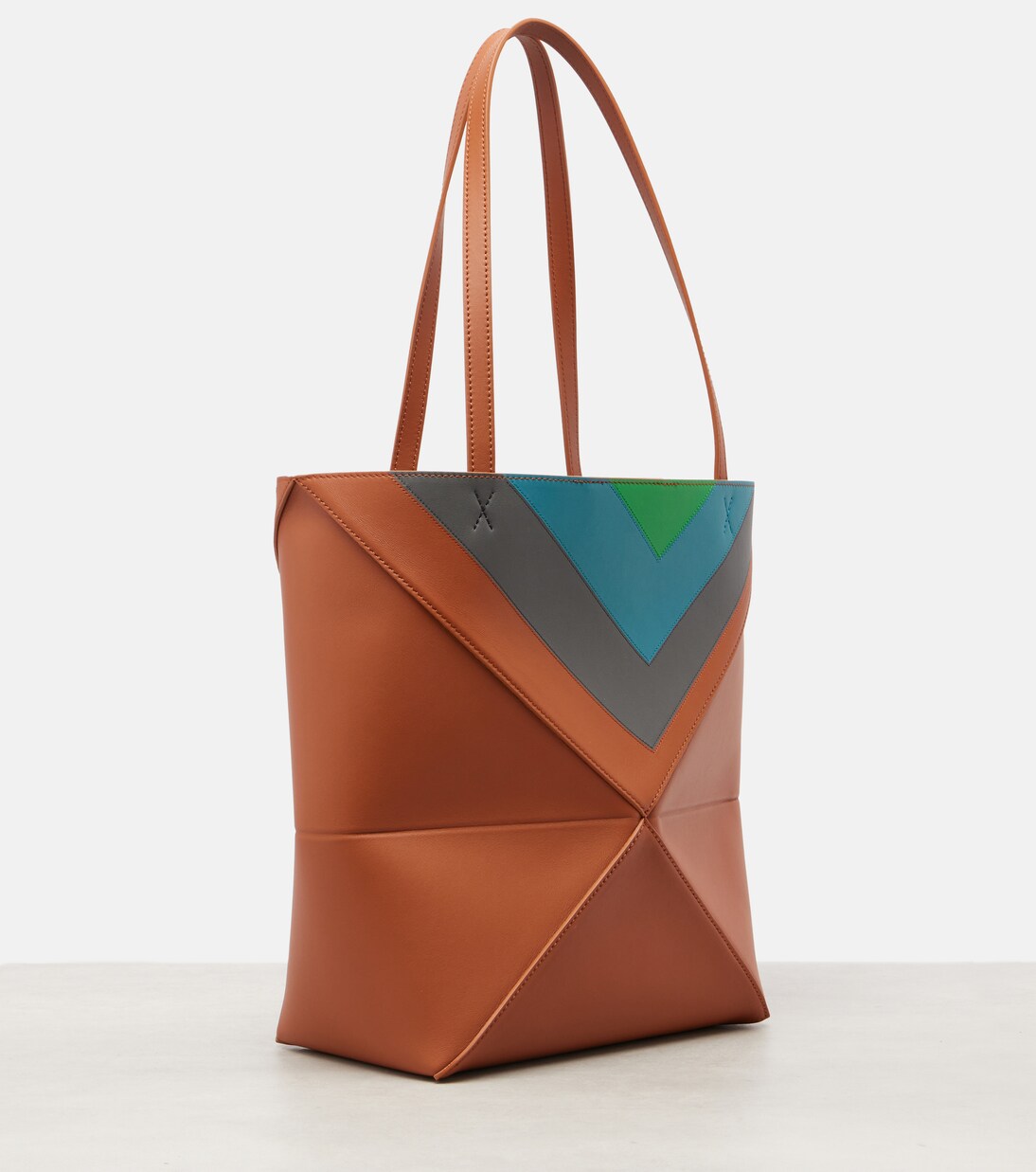 x Albers Puzzle Fold Medium leather tote bag | Loewe