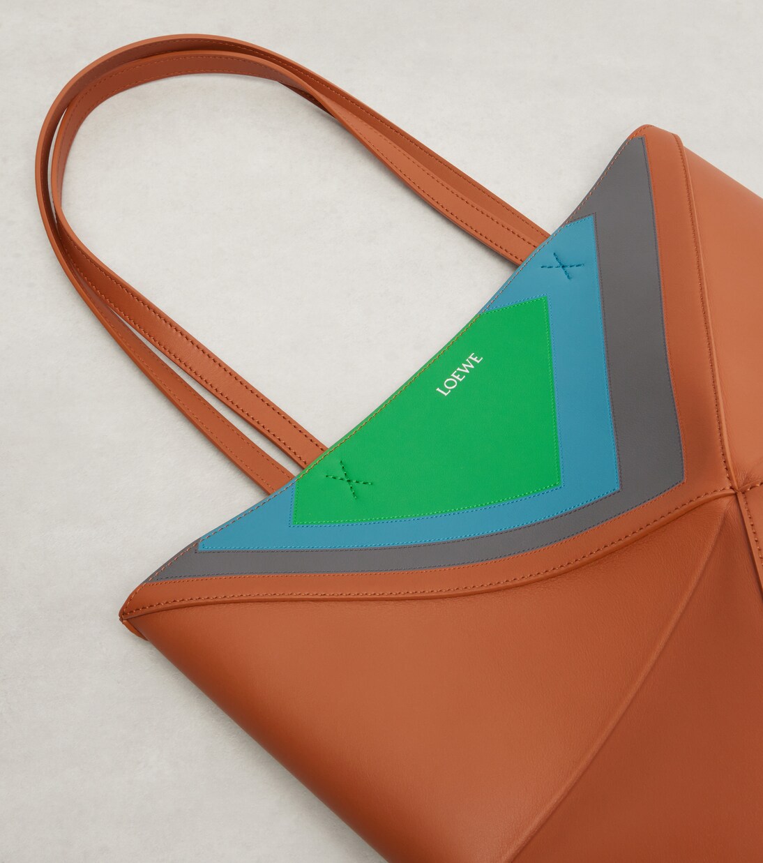 x Albers Puzzle Fold Medium leather tote bag | Loewe