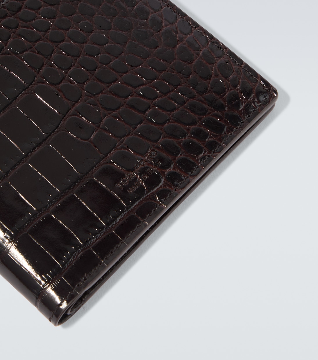 Croc-effect patent leather bifold wallet | Tom Ford