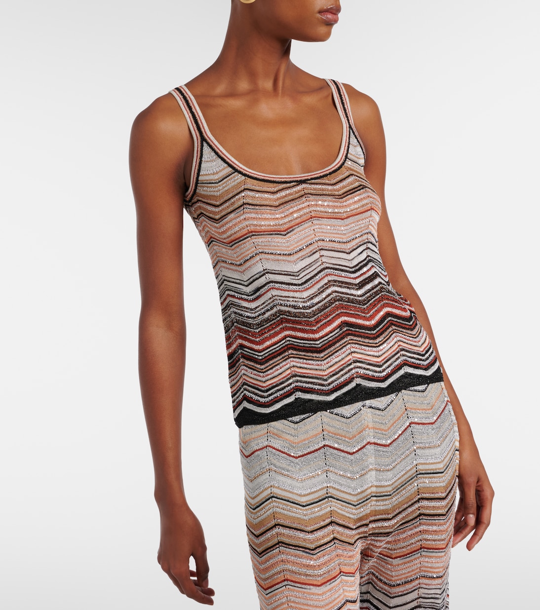 Top Zigzag aus Häkelstrick mit Pailletten | Missoni