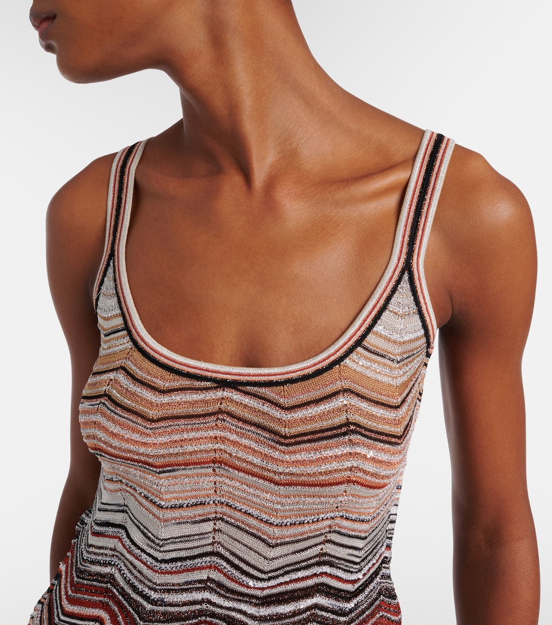 Top Zigzag aus Häkelstrick mit Pailletten | Missoni