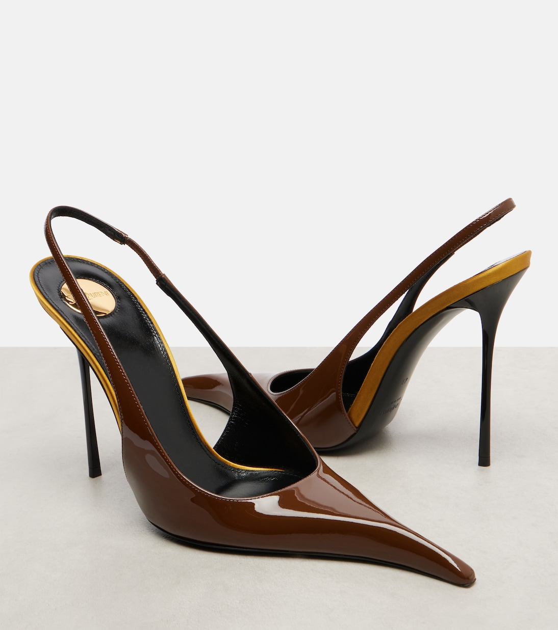 Amalia 110 patent leather slingback pumps | Saint Laurent