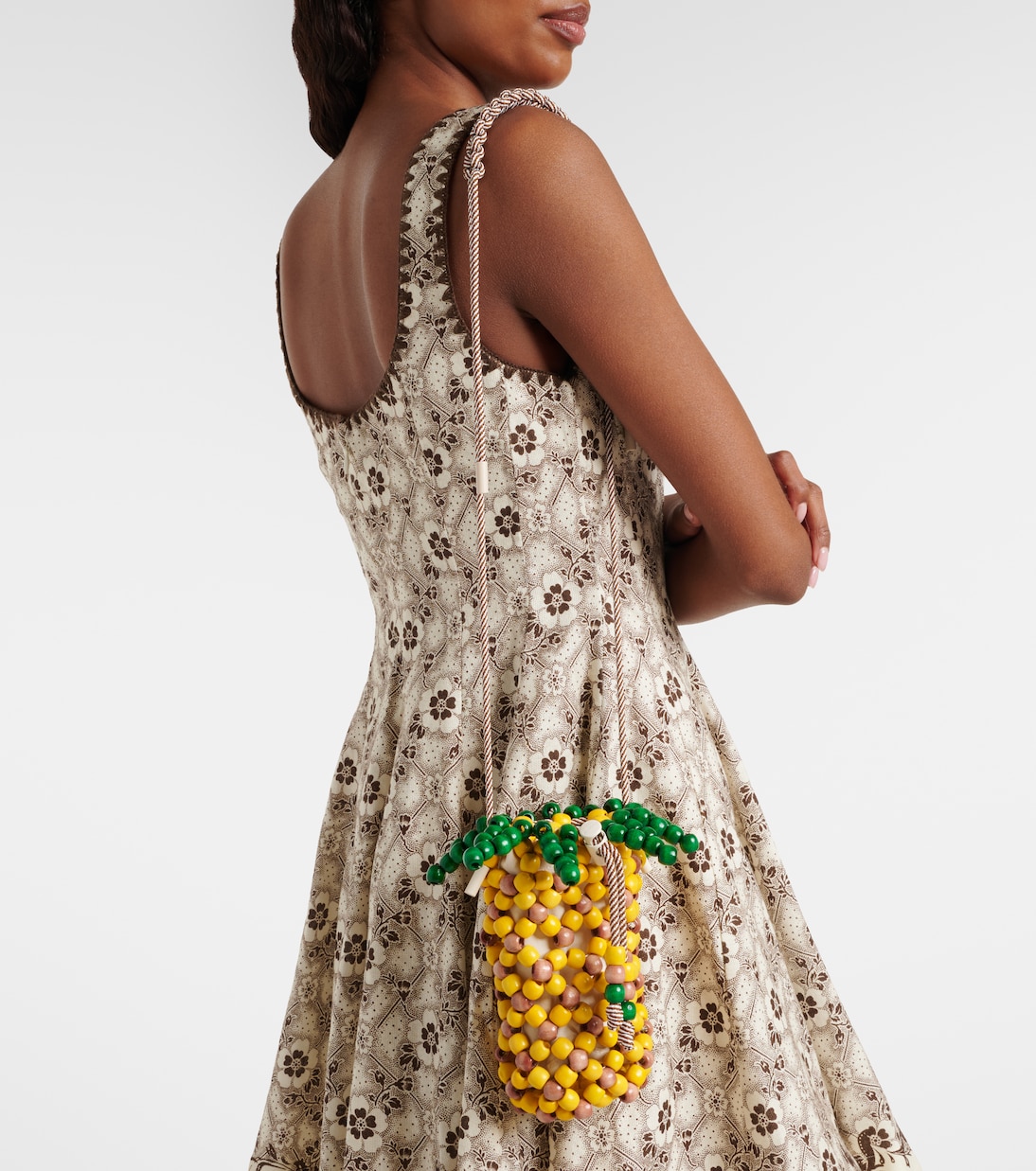 Pineapple Mini beaded top-handle bag | Alémais