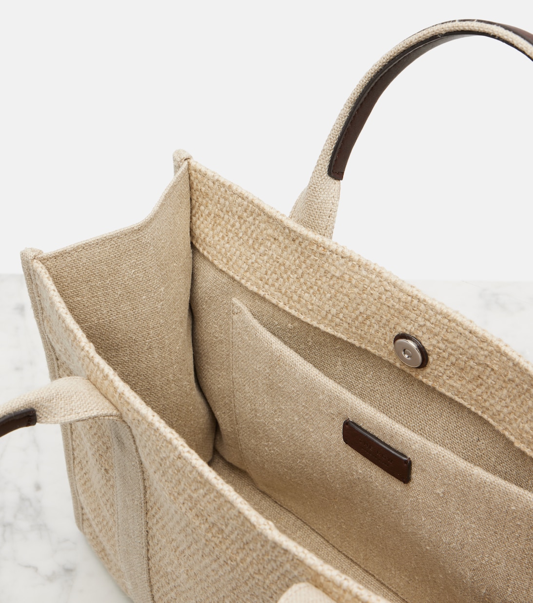 Georgia Medium leather-trimmed canvas tote bag | The Row