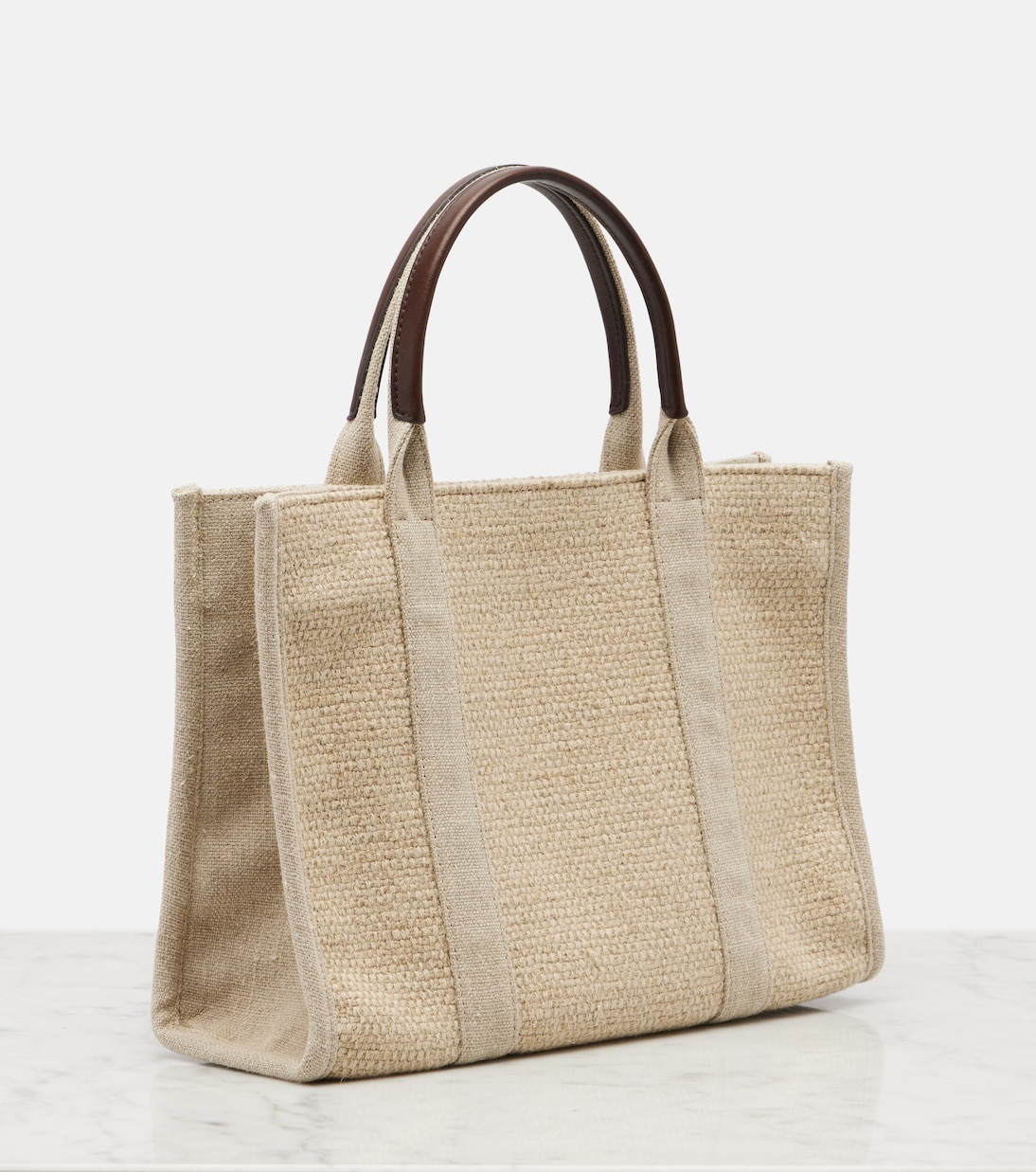 Georgia Medium leather-trimmed canvas tote bag | The Row