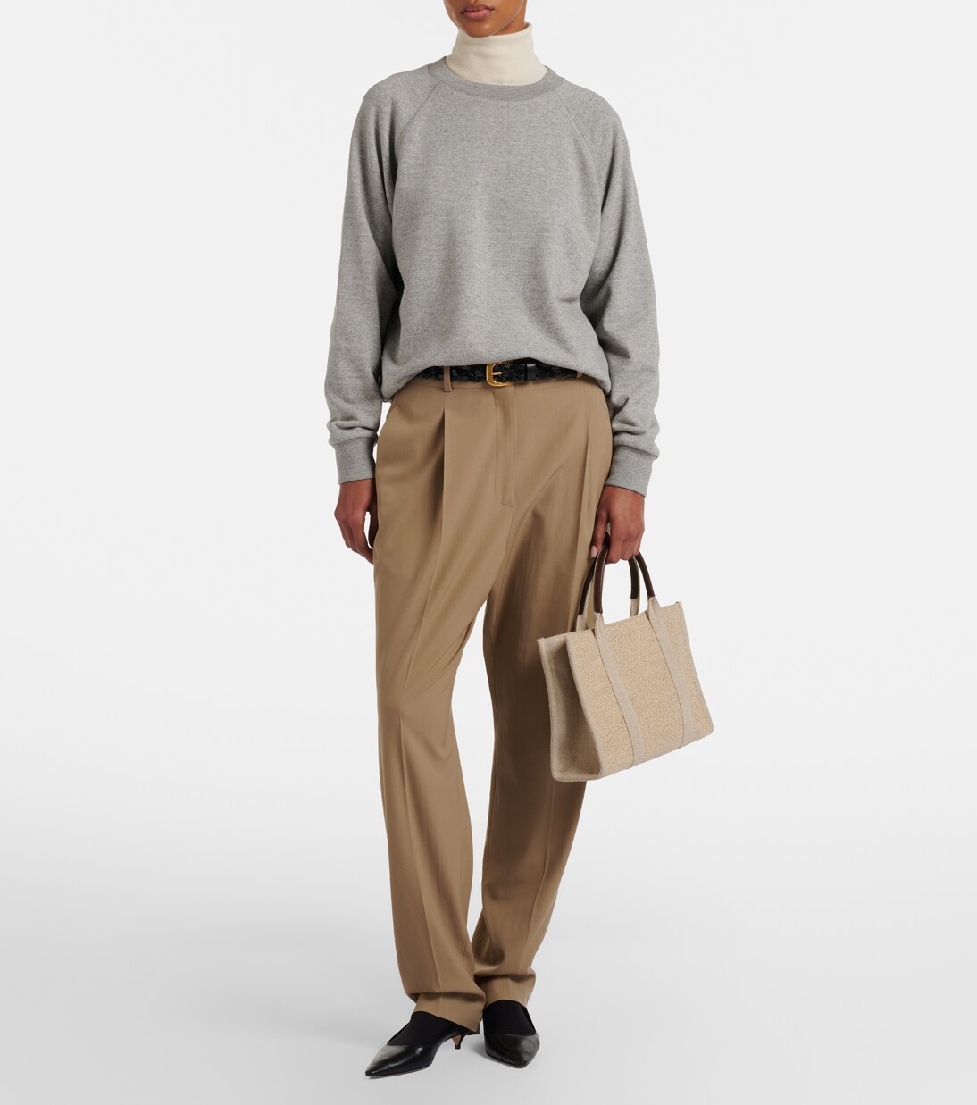 Georgia Medium leather-trimmed canvas tote bag | The Row