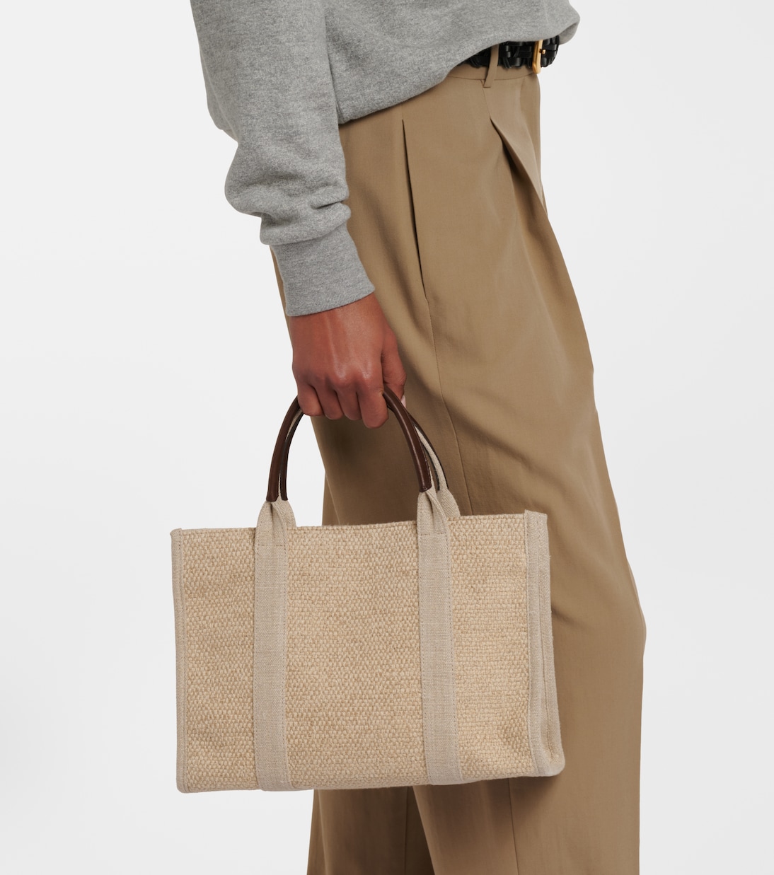 Georgia Medium leather-trimmed canvas tote bag | The Row