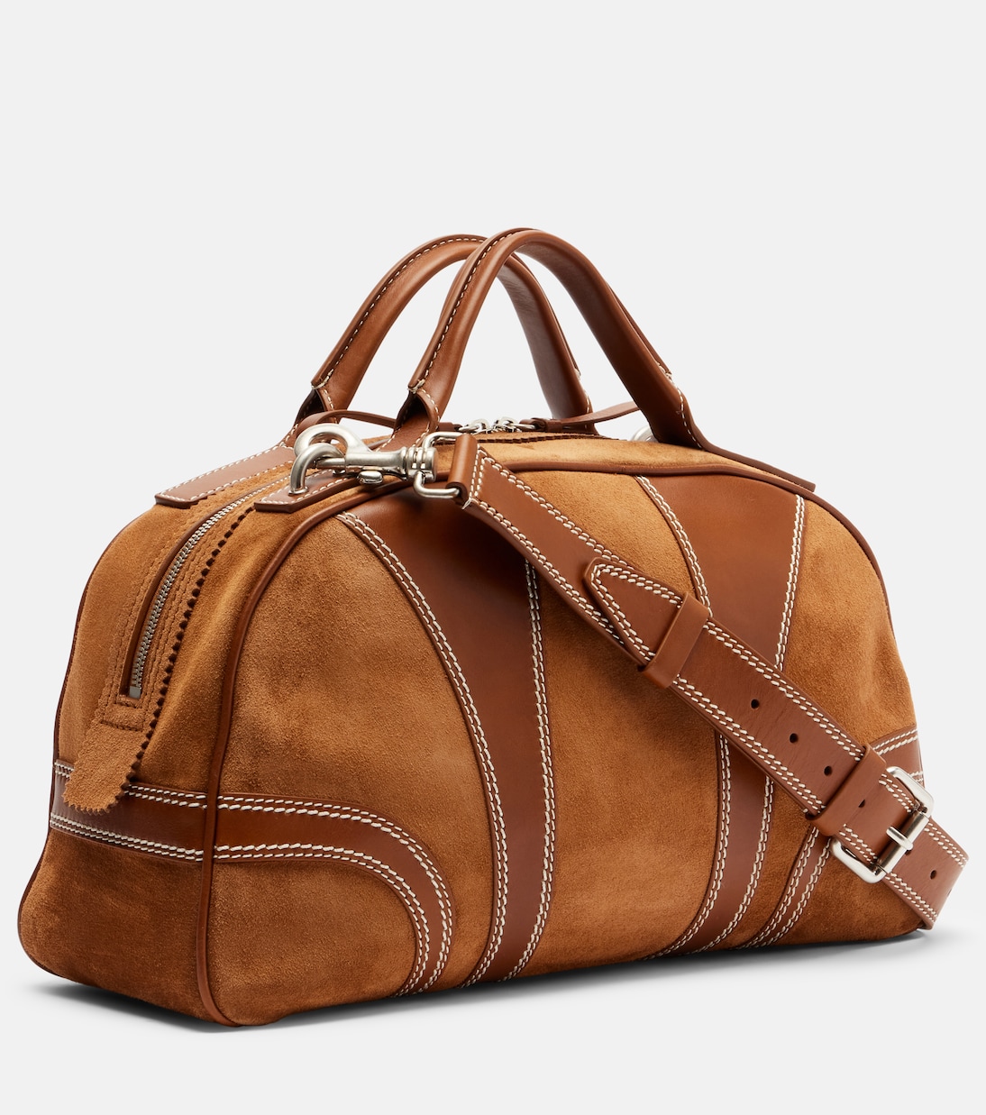 Leather-trimmed suede top-handle bag | Dries Van Noten