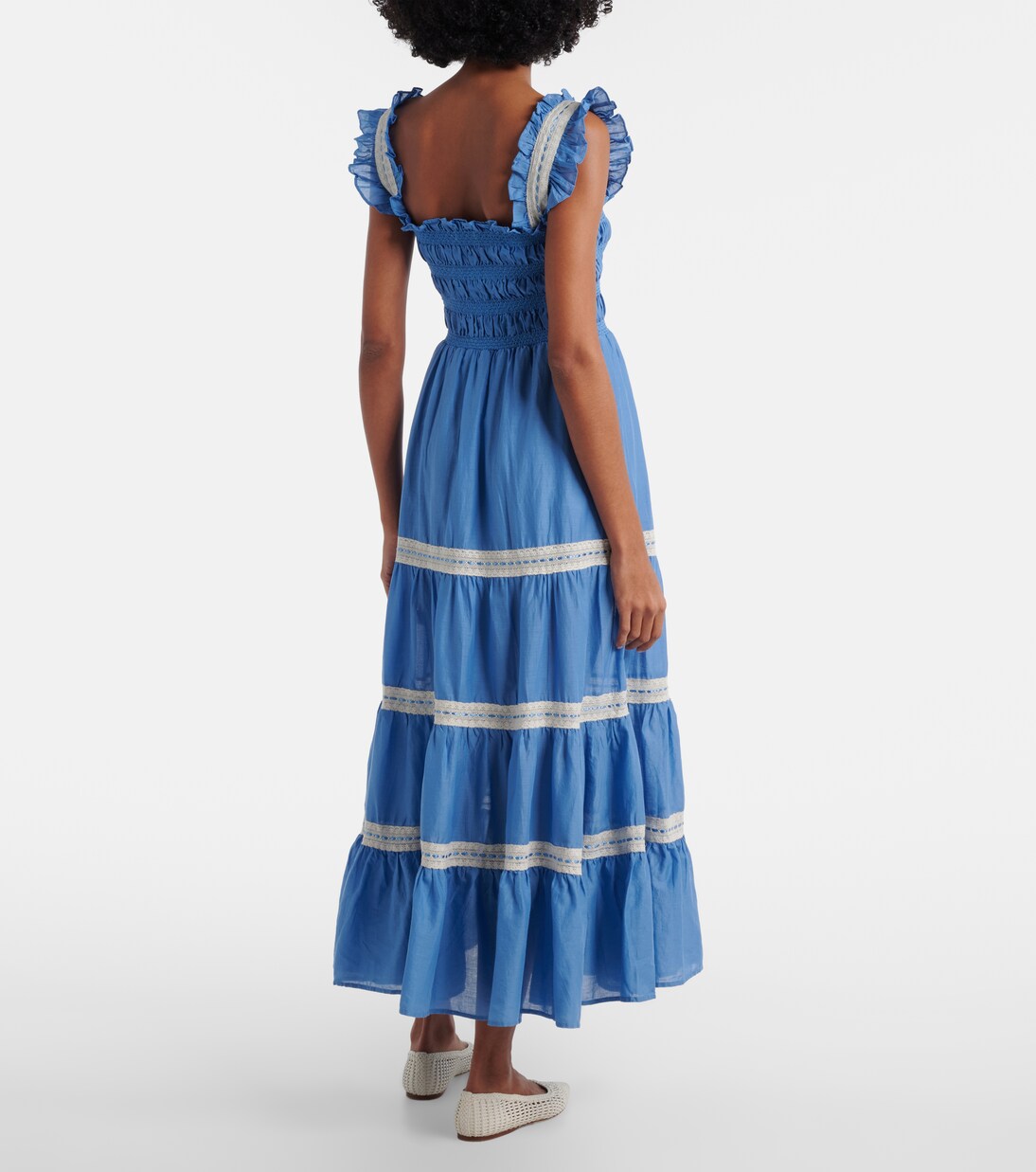 Aubrie lace-trimmed cotton voile midi dress | Rixo