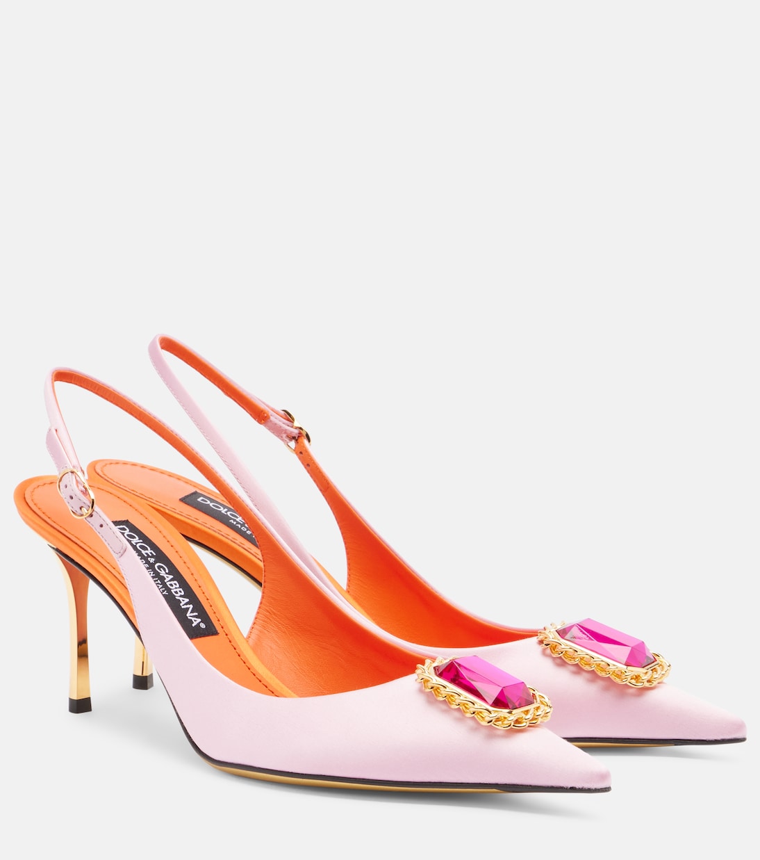 Verzierte Slingback-Pumps aus Satin | Dolce&Gabbana