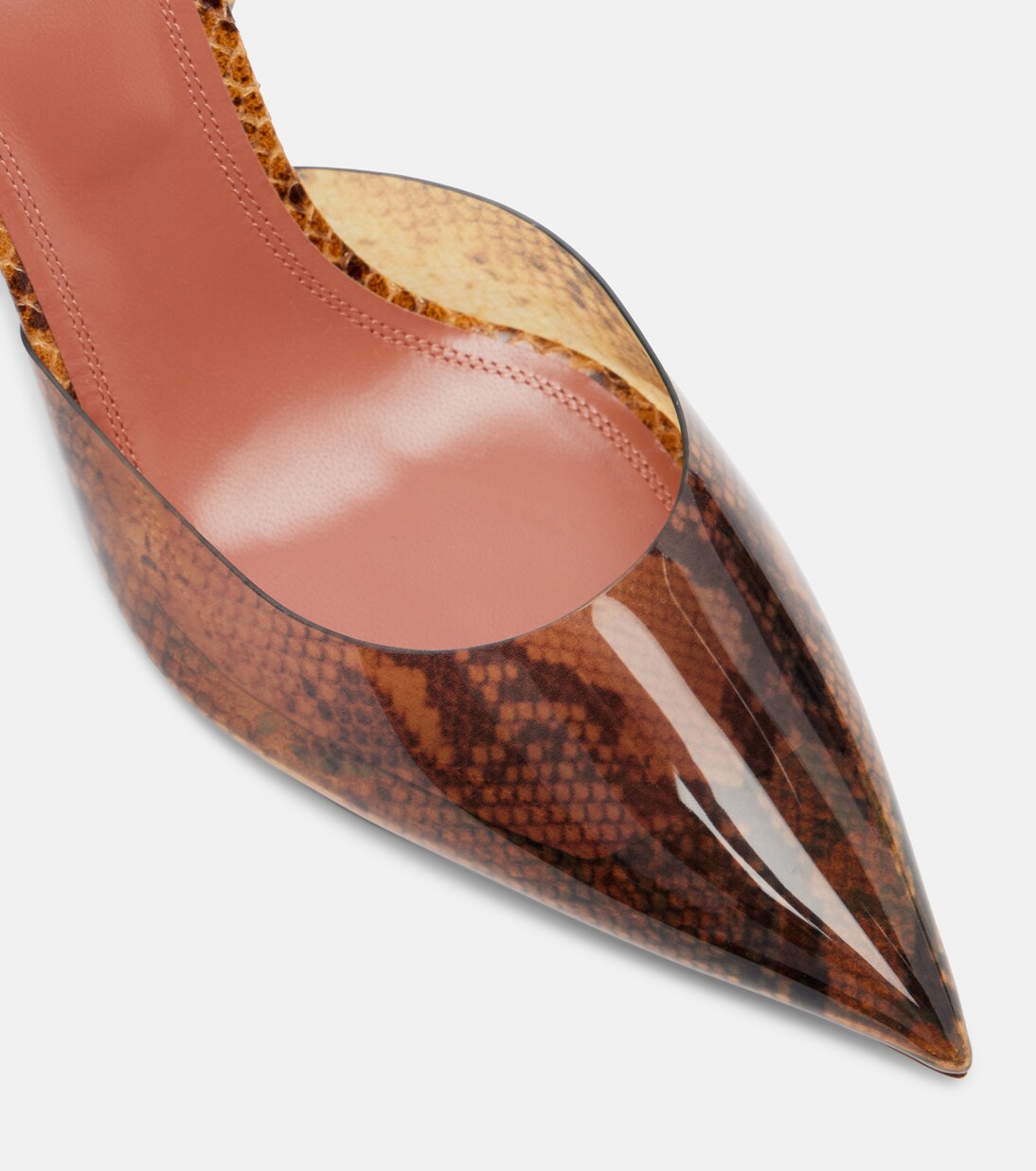 Holli snake-print PVC slingback pumps | Amina Muaddi