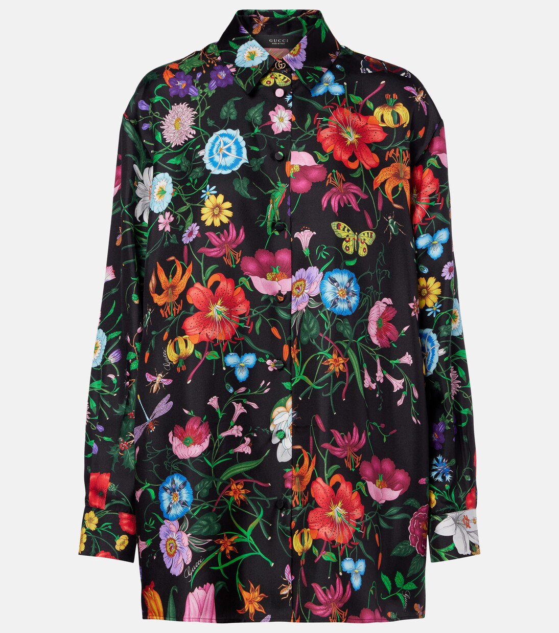 Blusa en sarga de seda floral | Gucci