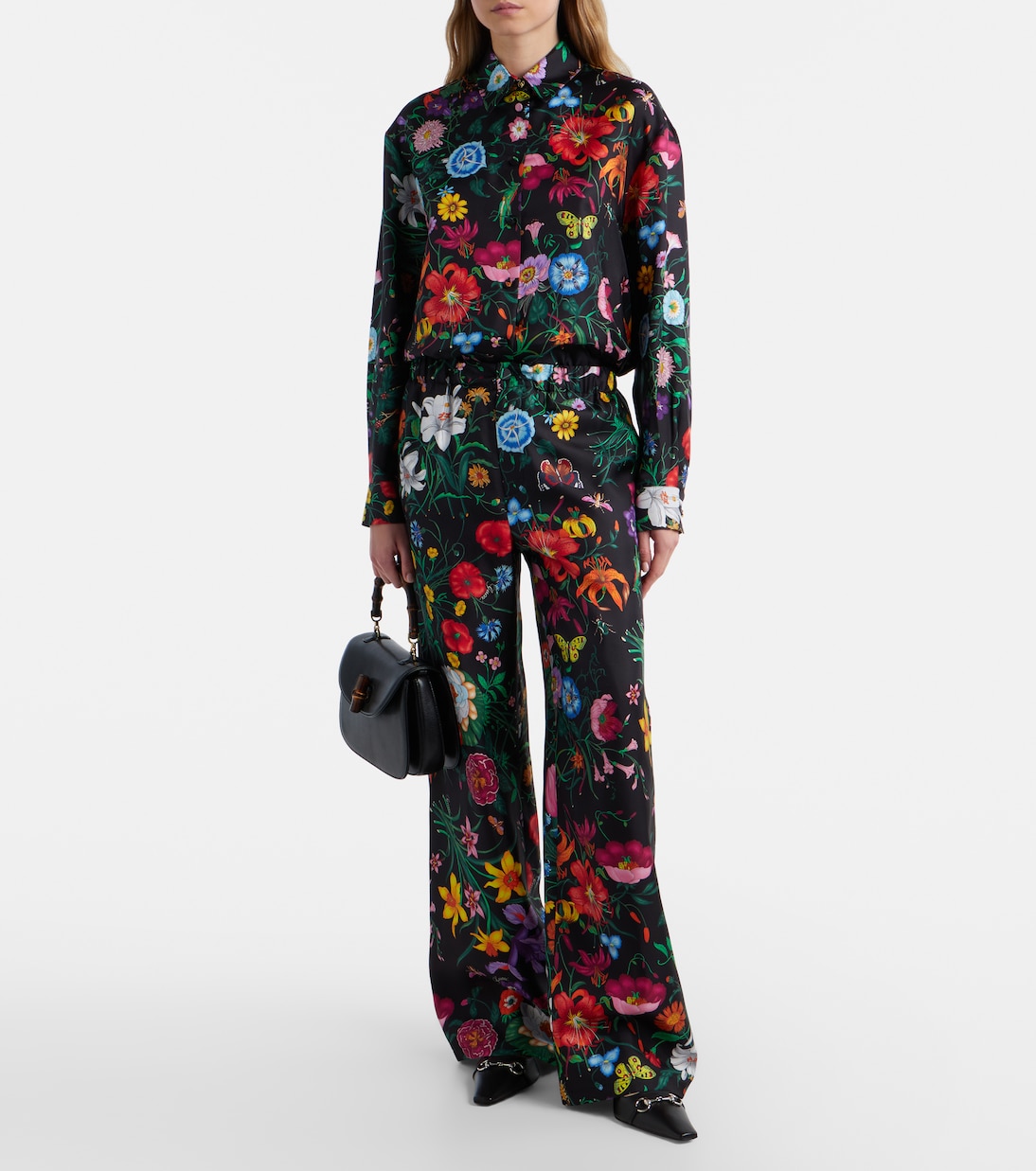 Blusa en sarga de seda floral | Gucci