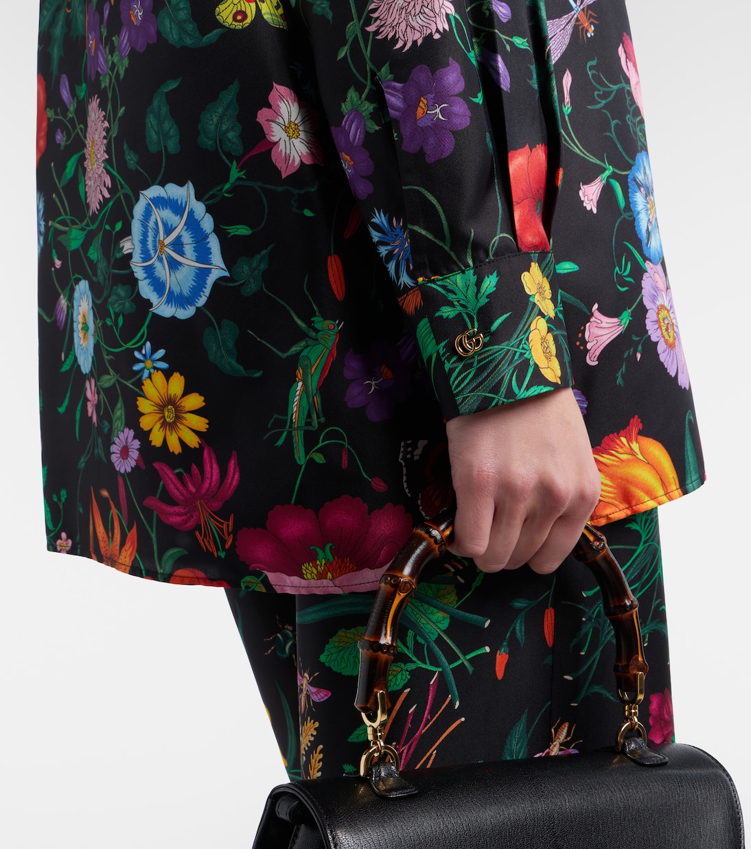 Blusa en sarga de seda floral | Gucci