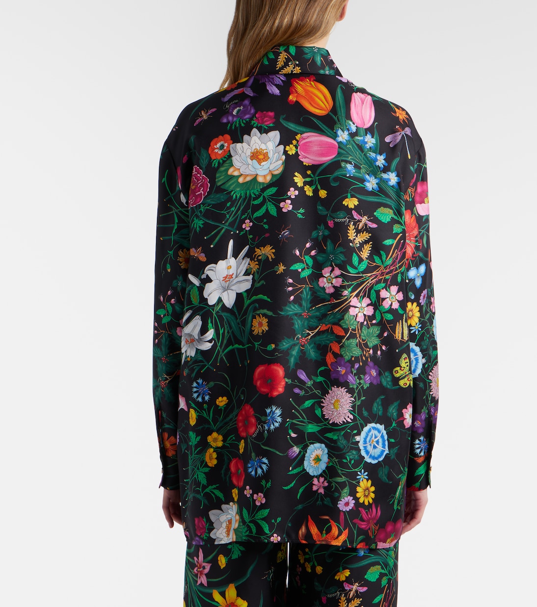 Blusa en sarga de seda floral | Gucci