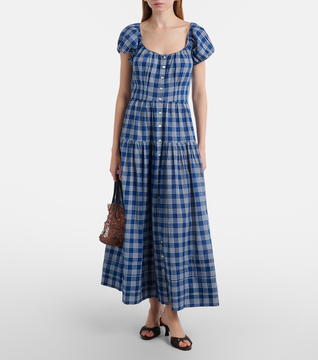 Valenne checked cotton midi dress | Dôen