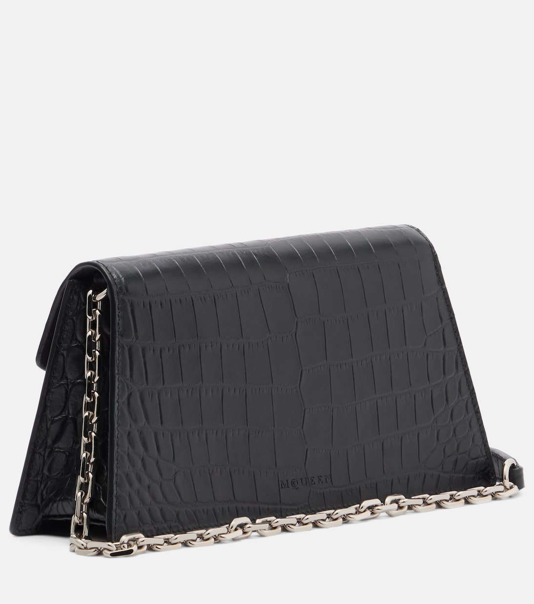 Skull Mini croc-effect leather clutch | McQueen
