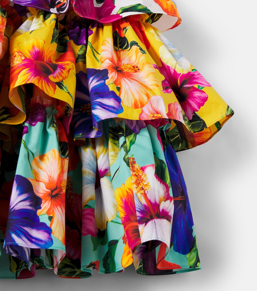Floral shirred tiered cotton dress | Dolce&Gabbana Kids