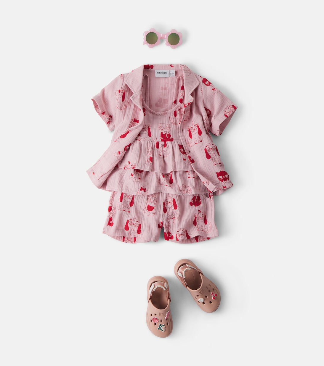 Minibabies printed ruffled cotton top | Mini Rodini