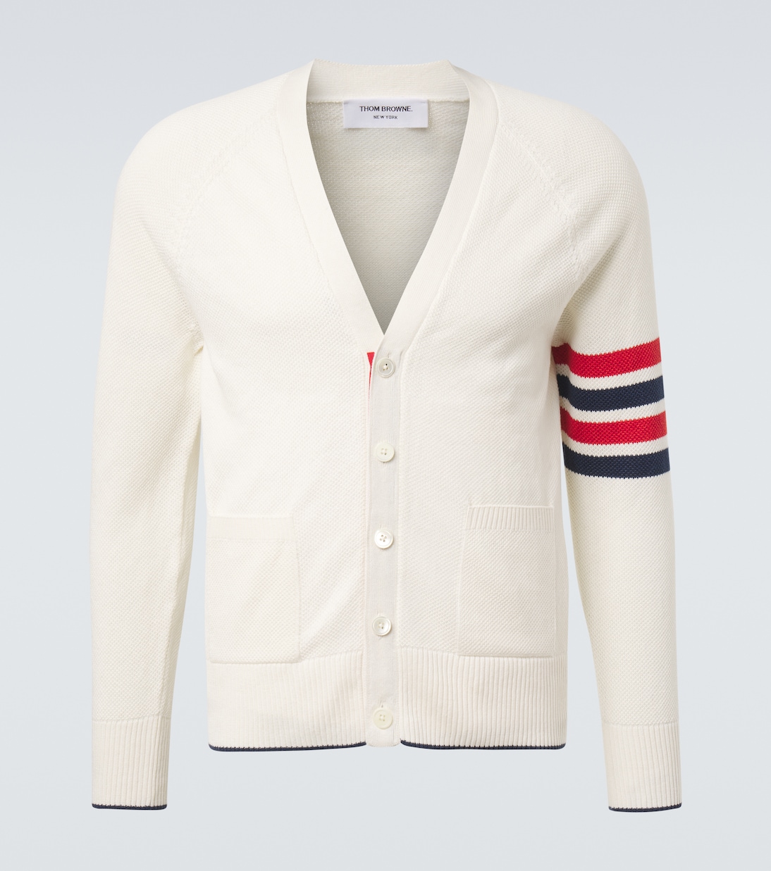 4-Bar linen and cotton cardigan | Thom Browne