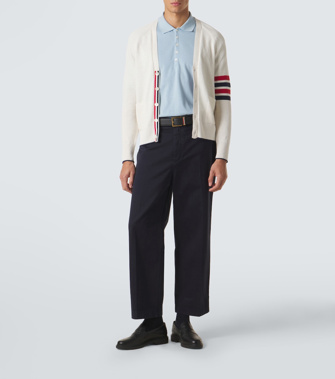 4-Bar linen and cotton cardigan | Thom Browne