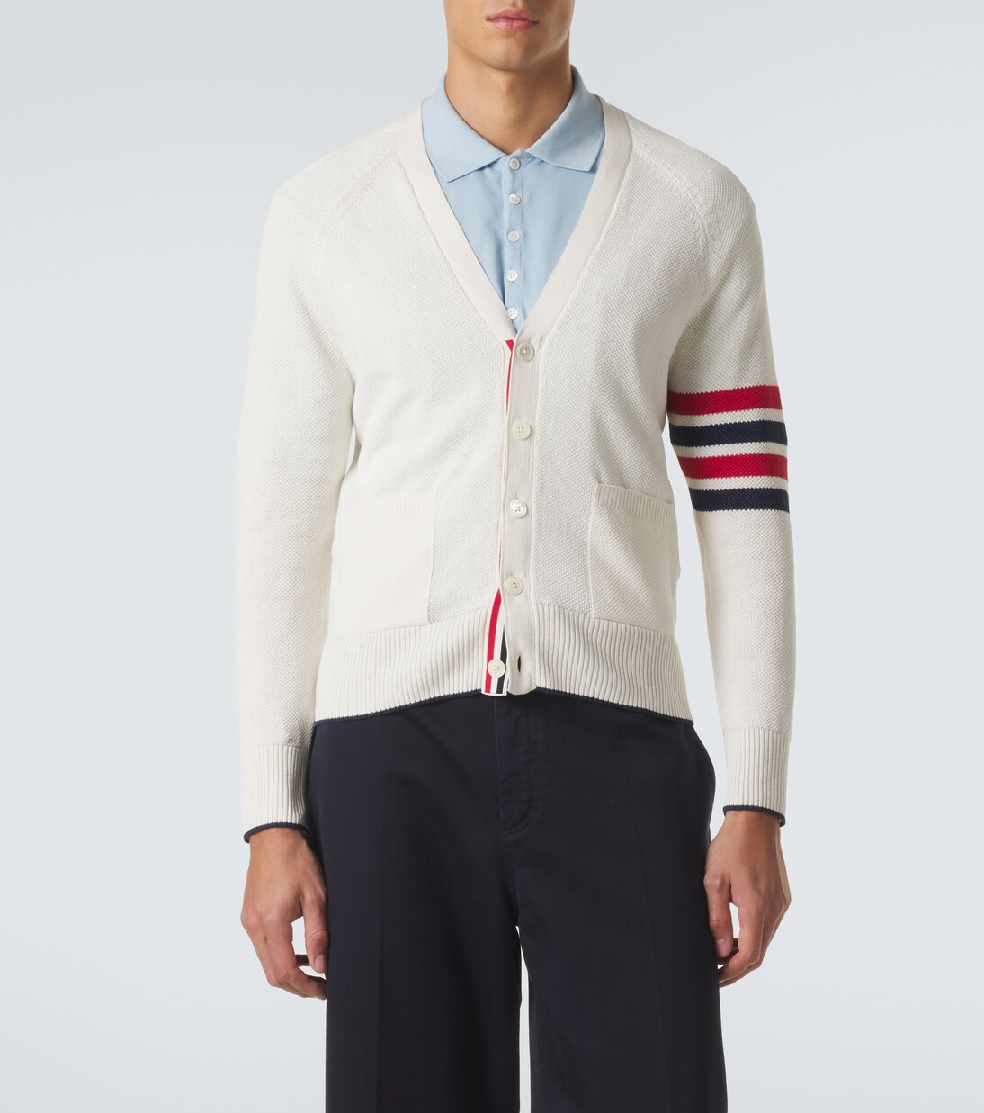 4-Bar linen and cotton cardigan | Thom Browne