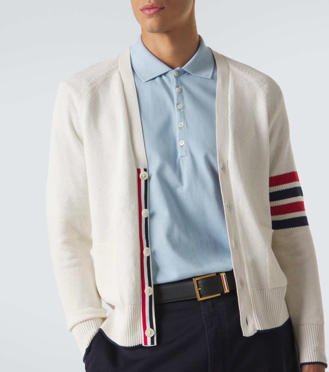 4-Bar linen and cotton cardigan | Thom Browne