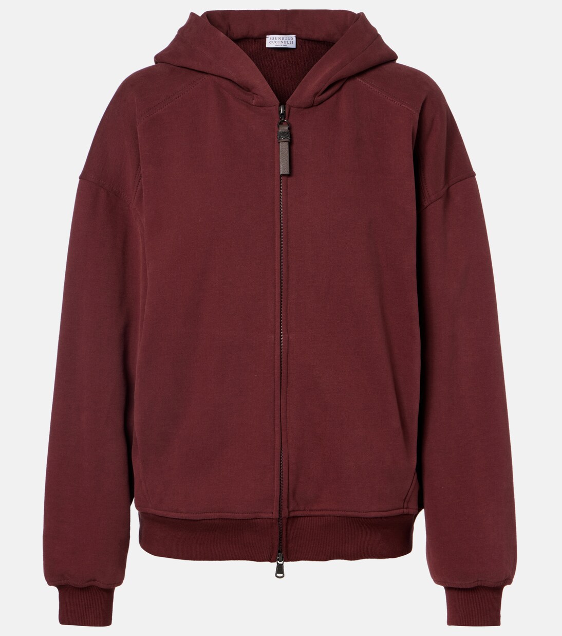Monili cotton jersey zip-up hoodie | Brunello Cucinelli