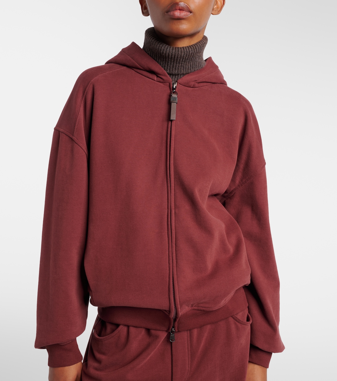 Monili cotton jersey zip-up hoodie | Brunello Cucinelli
