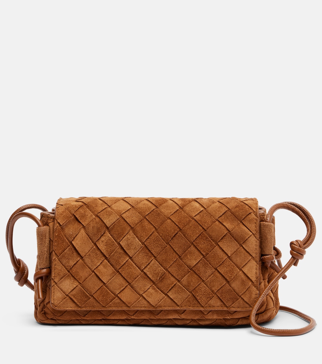 Notturno Intrecciato Small suede crossbody bag | Bottega Veneta