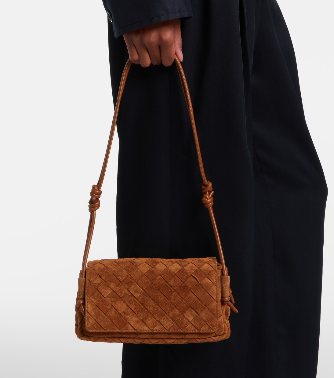 Notturno Intrecciato Small suede crossbody bag | Bottega Veneta