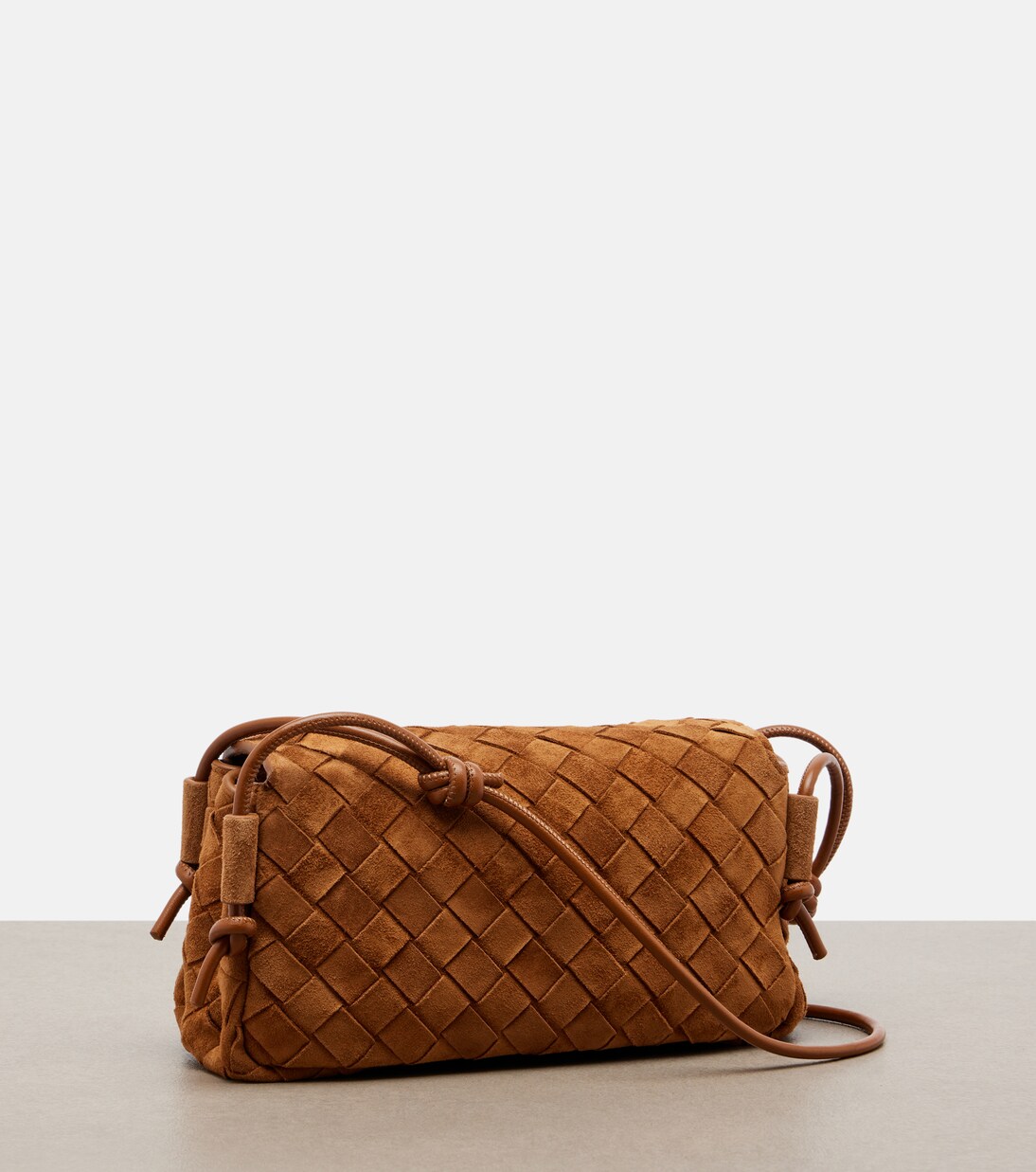 Notturno Intrecciato Small suede crossbody bag | Bottega Veneta