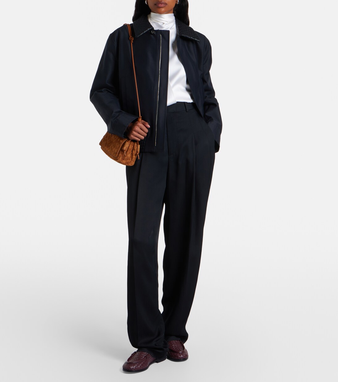 Notturno Intrecciato Small suede crossbody bag | Bottega Veneta