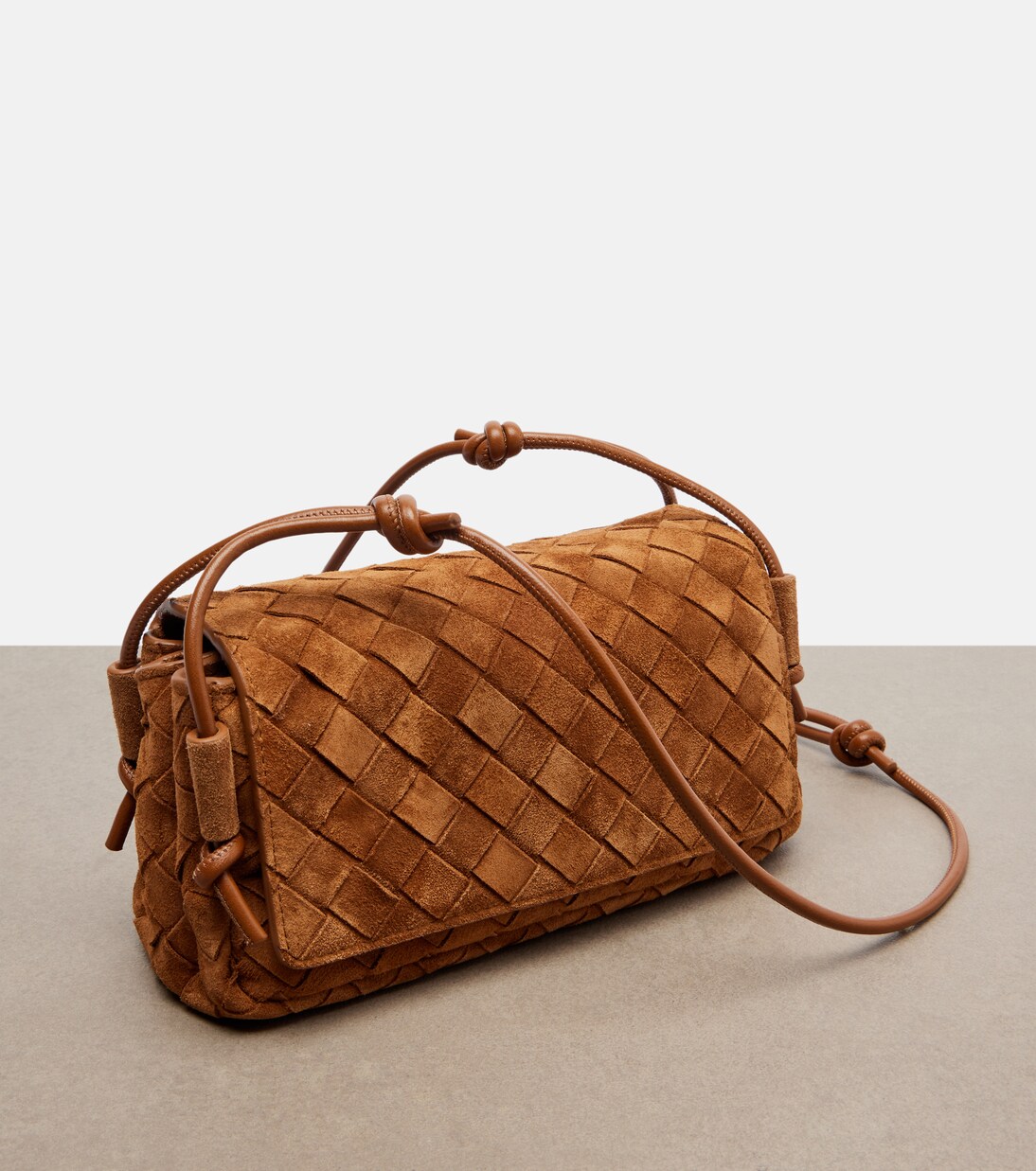 Notturno Intrecciato Small suede crossbody bag | Bottega Veneta