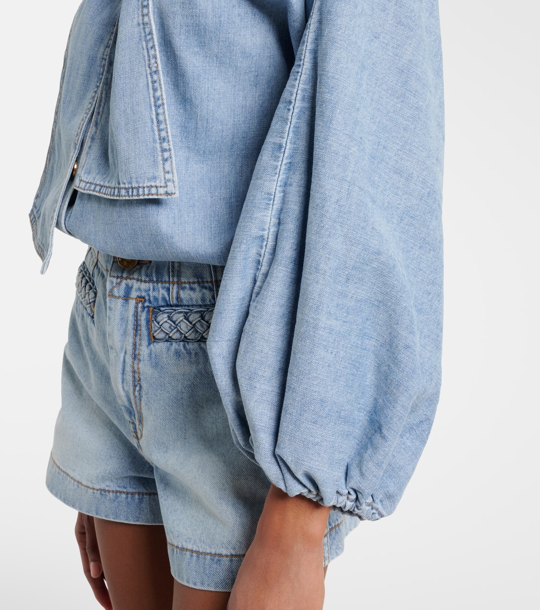Indra tie-neck denim blouse | Zimmermann
