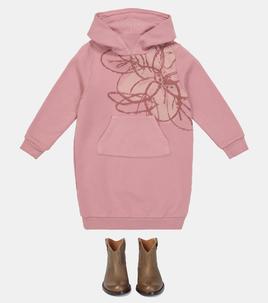 Robe imprimée à capuche en coton | Il Gufo