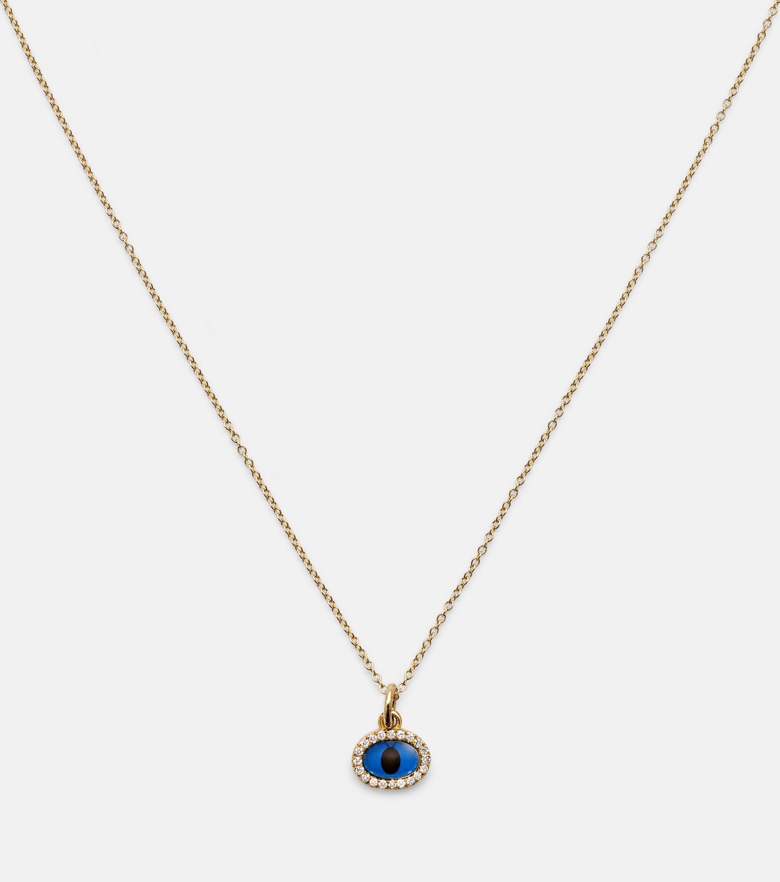 Mini Oval Eye 18kt gold necklace with diamonds | Ileana Makri