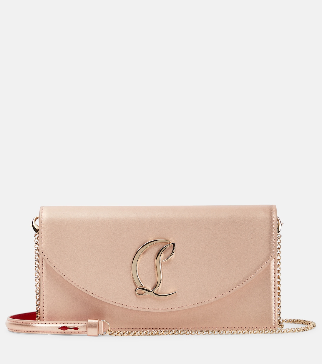 Loubi54 Small leather-trimmed silk clutch | Christian Louboutin